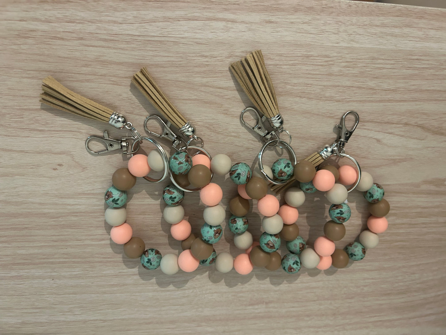 highland cow wristlet keychain