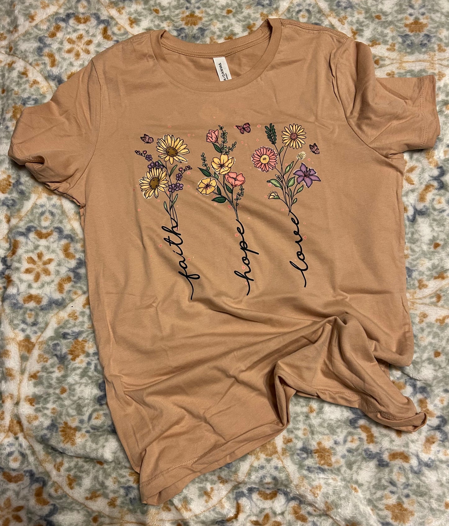 "Faith, Hope, Love" Floral T-Shirt