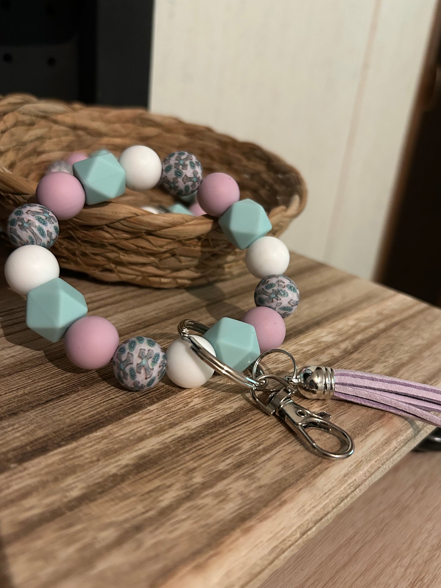 Purple Cross Wristlet Keychain